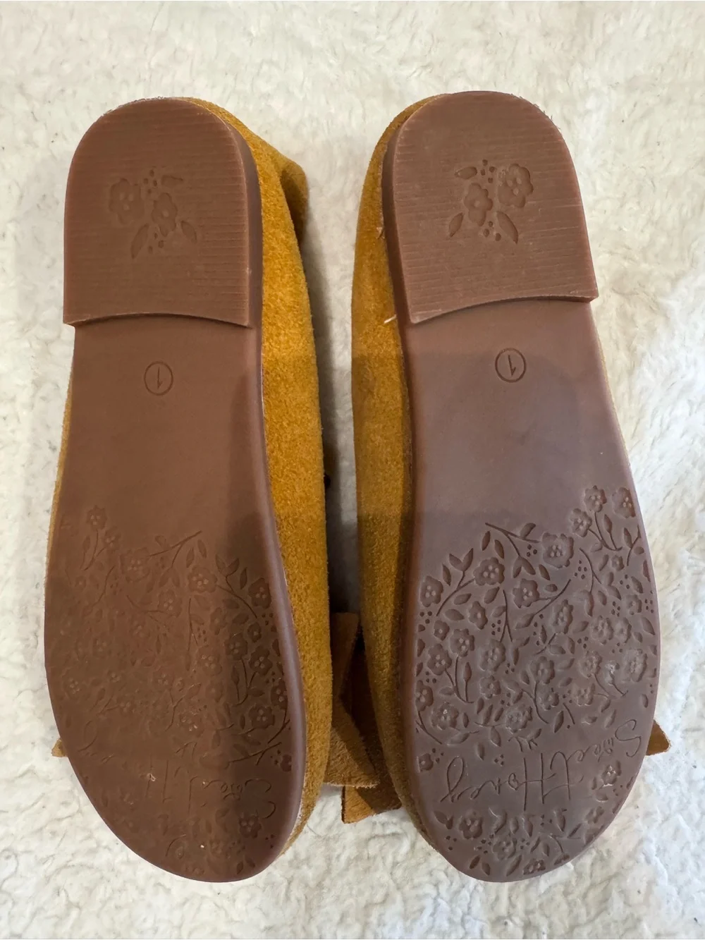 SweetHoney Mustard Suede Bow Flats
